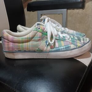 Polo by Ralph Lauren "Giles" Plaid Sneakers - Pastel Multicolor